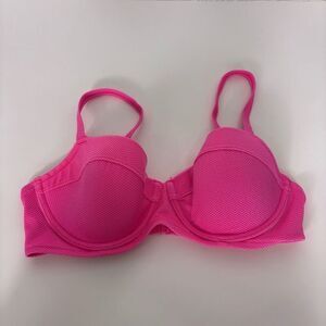 Aerie Neon Pink Knit Lightly Lined Swimsuit Top size 34D